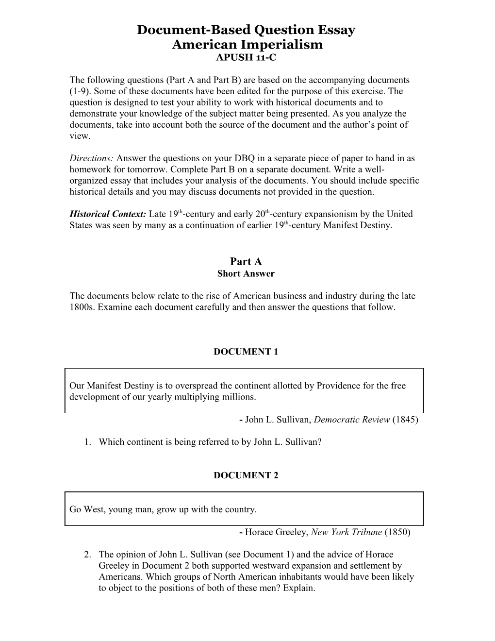Document-Based Question Essay