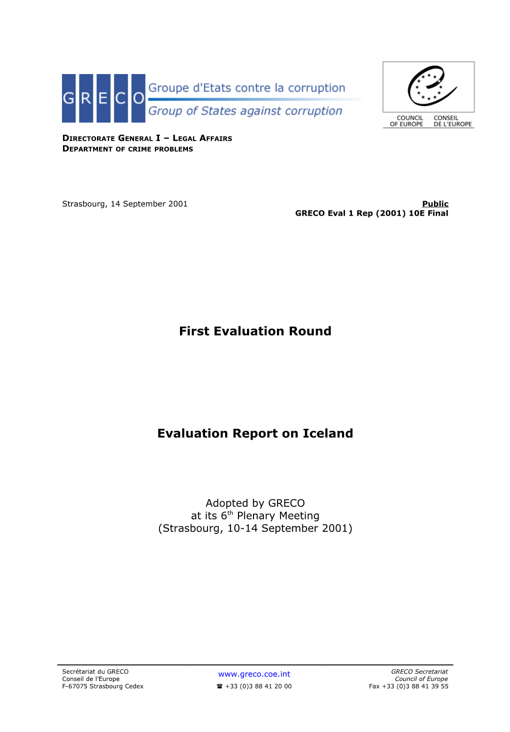 GRECO Eval Slovak Projet Rapport D' Évaluation