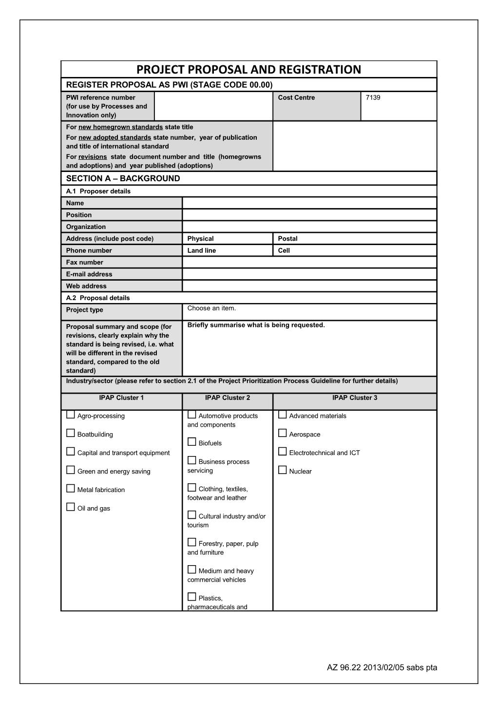 Project Proposal and Registration