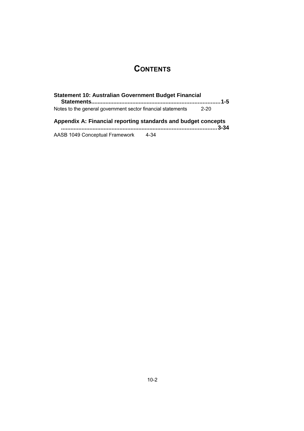 Statement 10: Australian Government Budget Financial Statements