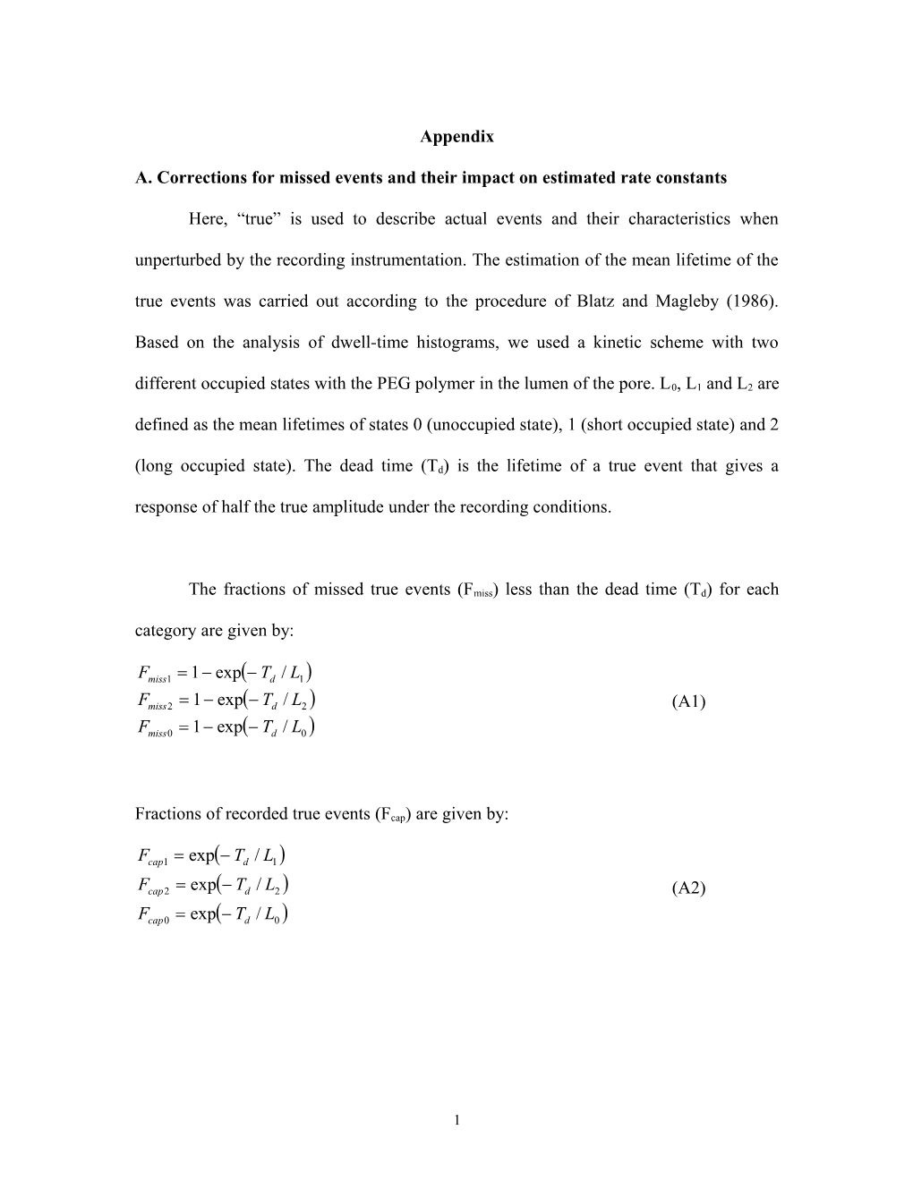 A. Corrections for Missed Events and Their Impact on Estimated Rate Constants