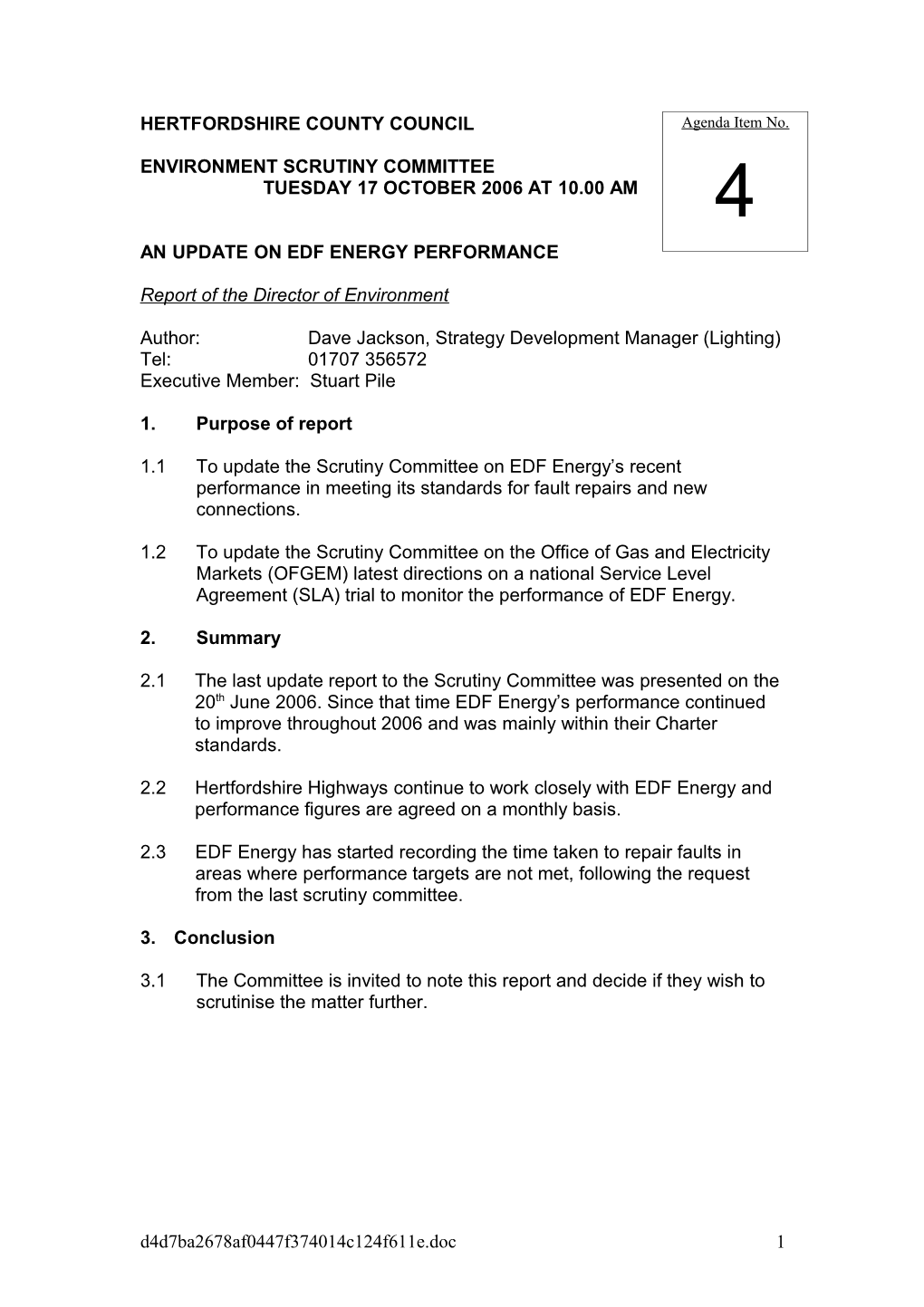 An Update on Edf Energy Performance