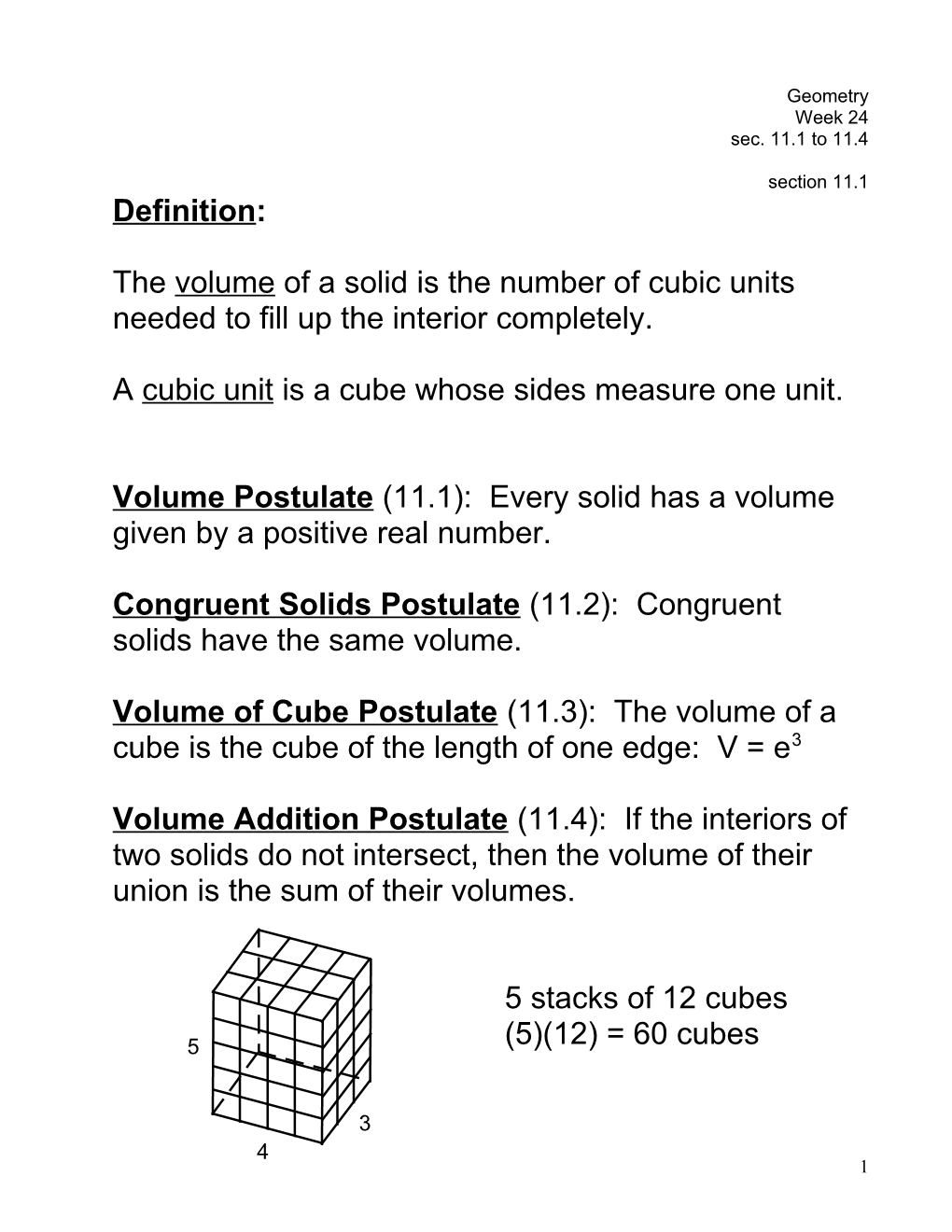 A Cubic Unit Is a Cube Whose Sides Measure One Unit