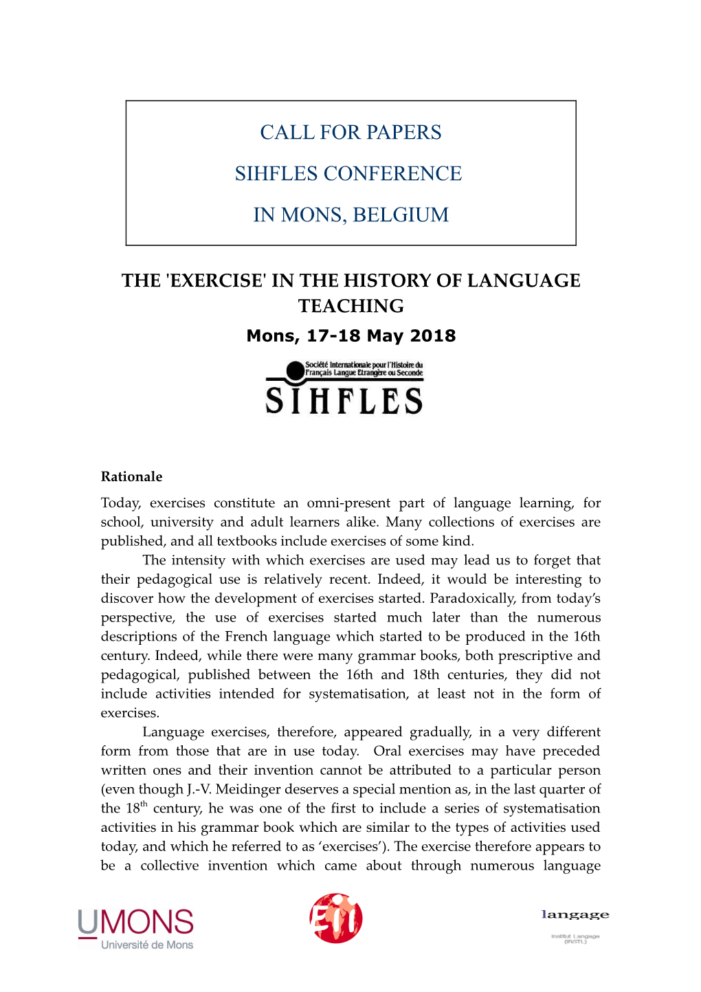 The 'Exercise'in the History of Language Teaching
