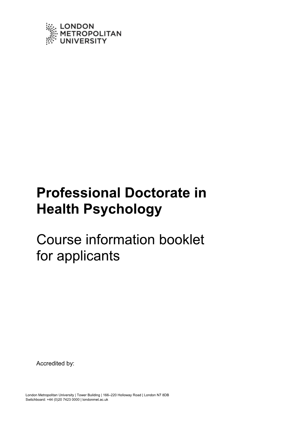 Professional Doctorate in Health Psychology