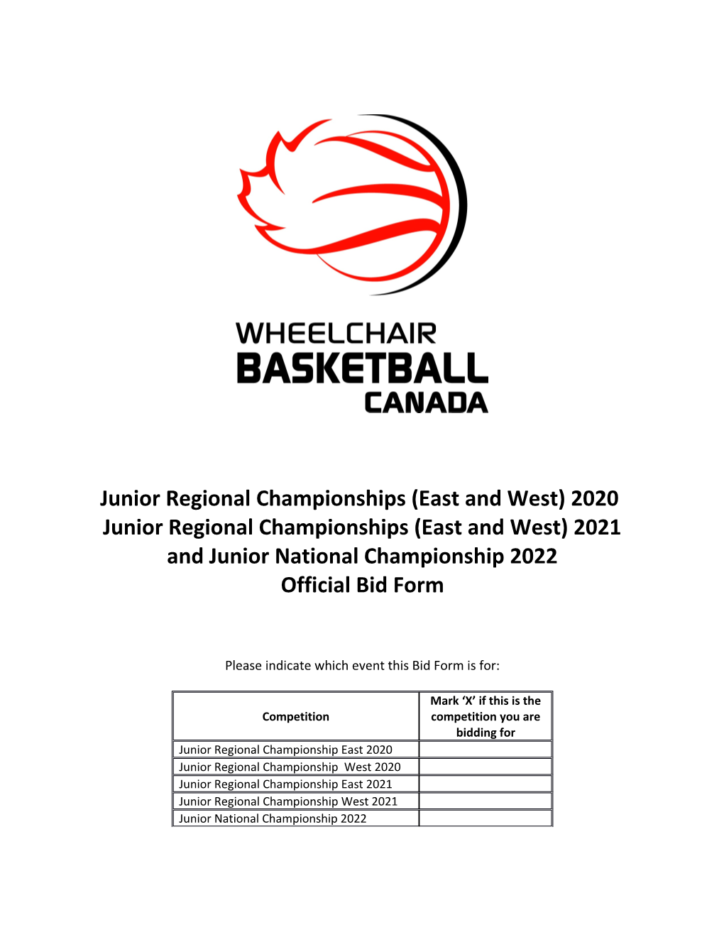 Junior Regional Championships (East and West) 2020