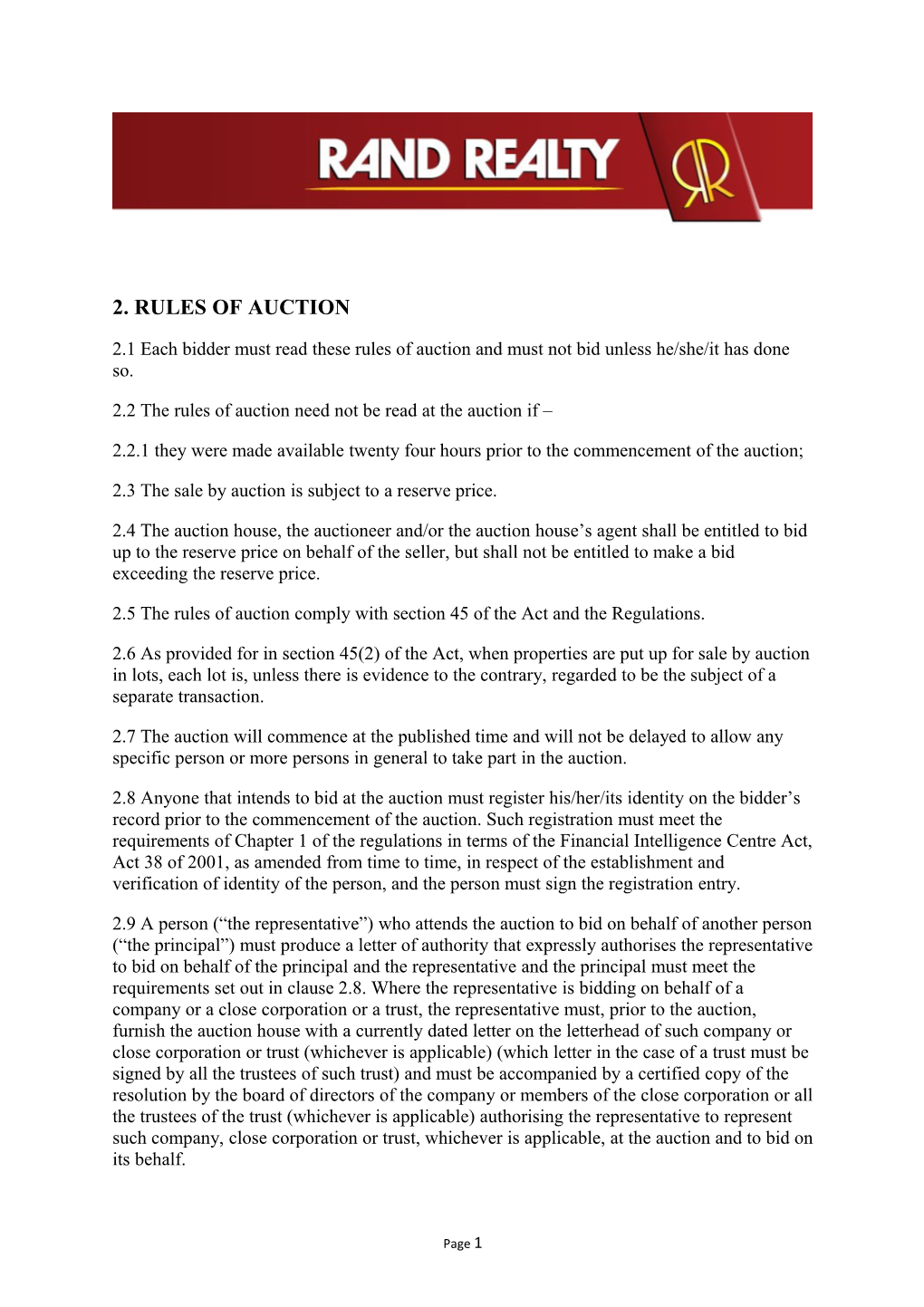 2. Rules of Auction