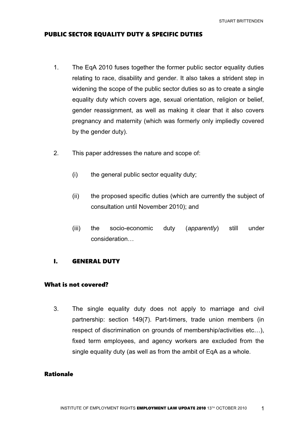 Public Sector Equality Duty & Specific Duties