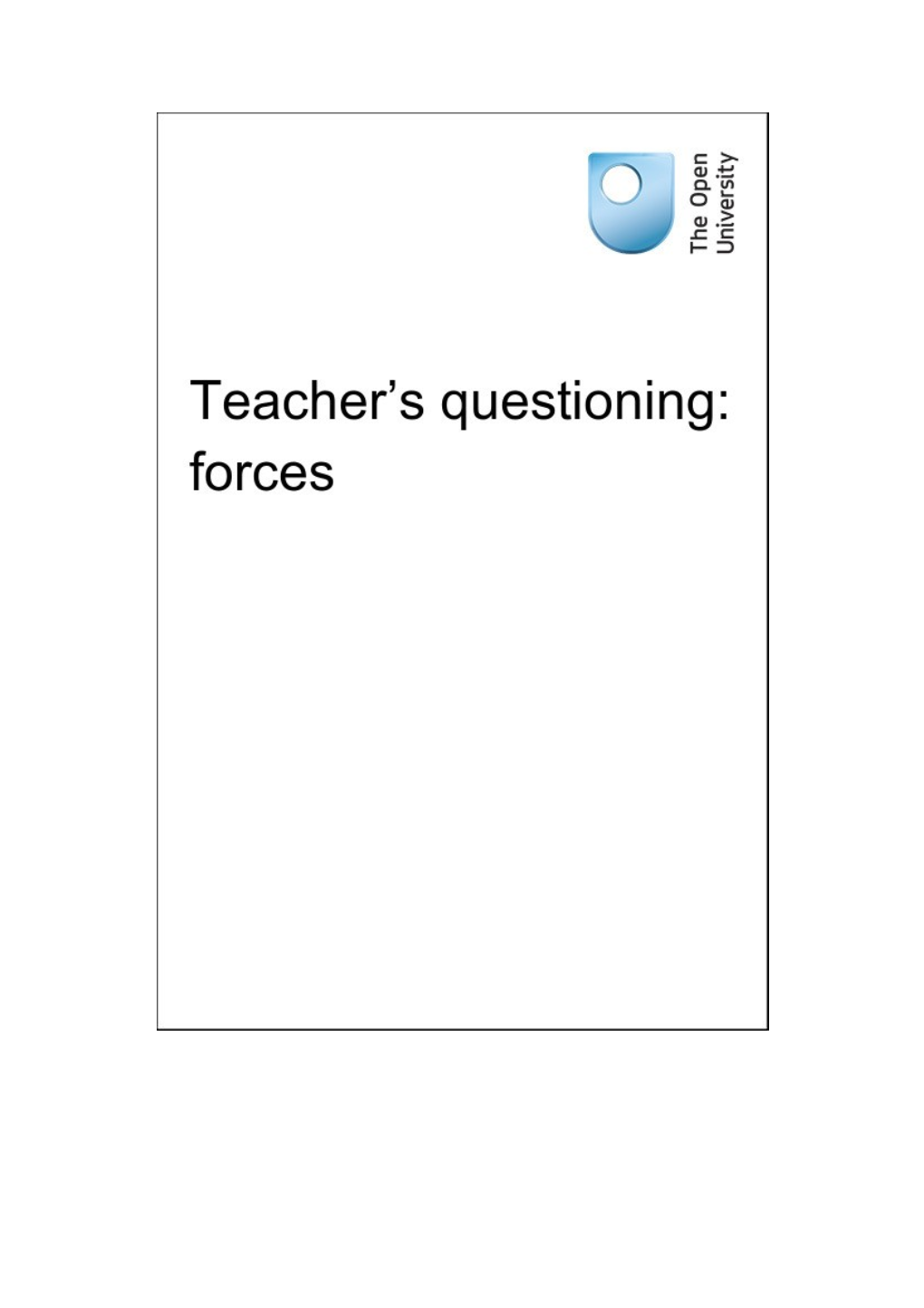 Teacher S Questioning: Forces