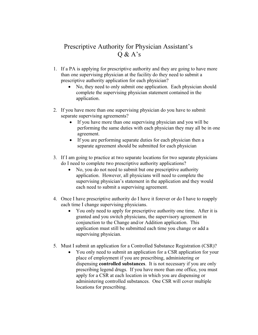 Prescriptive Authority for Physician Assistant S