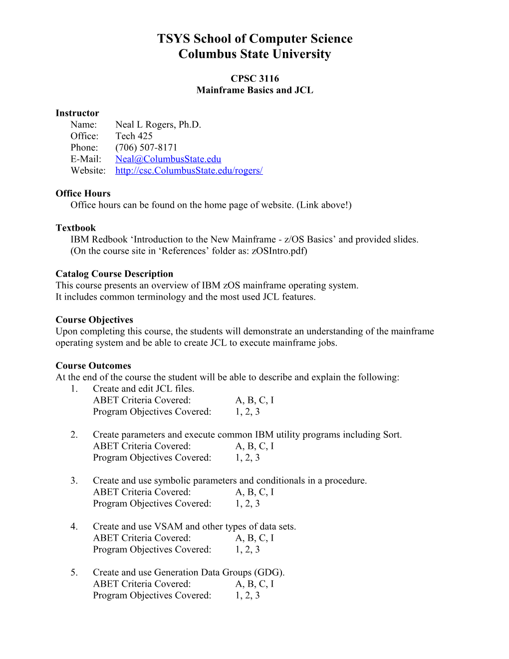 CPSC3116 - Mainframe Basics and JCL