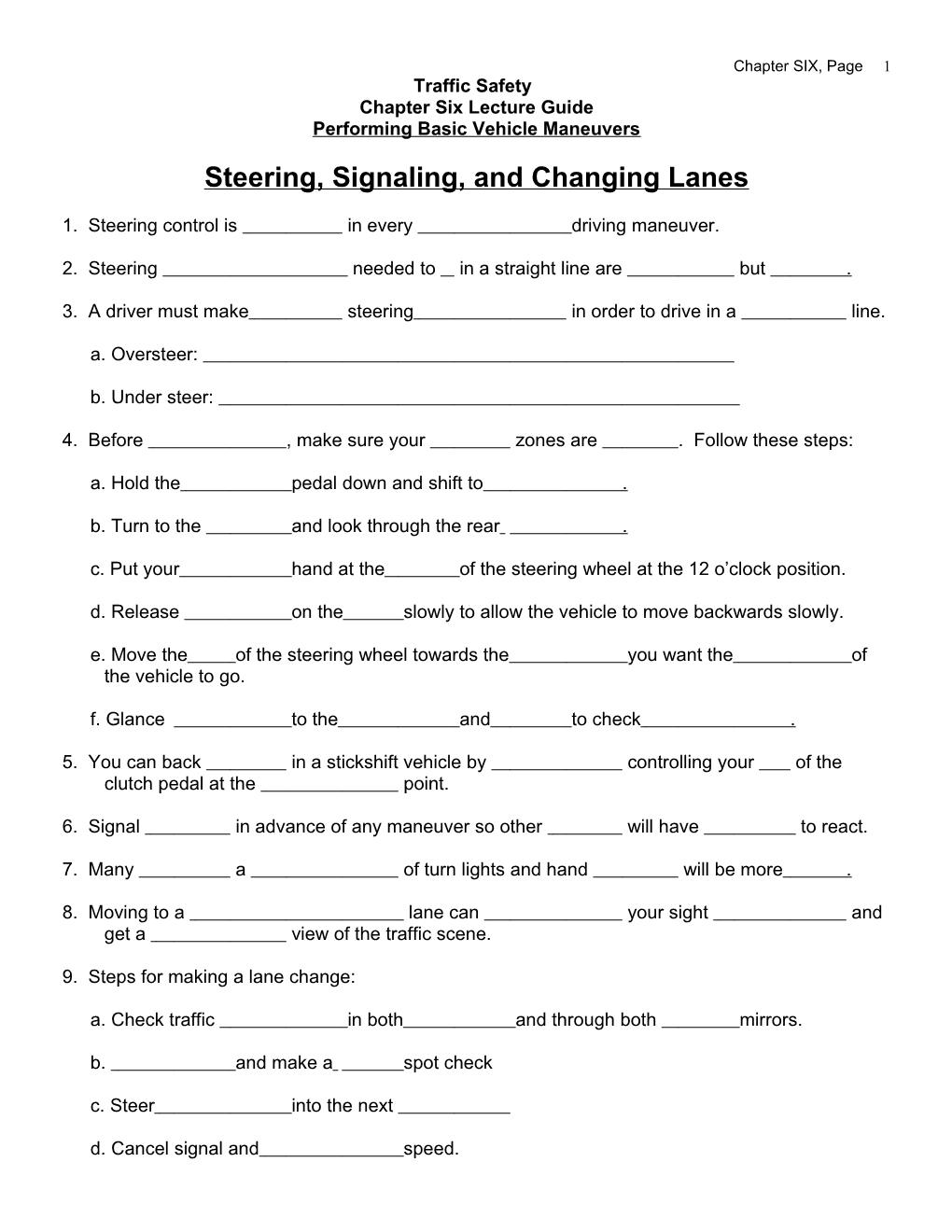 Chapter Six Lecture Guide