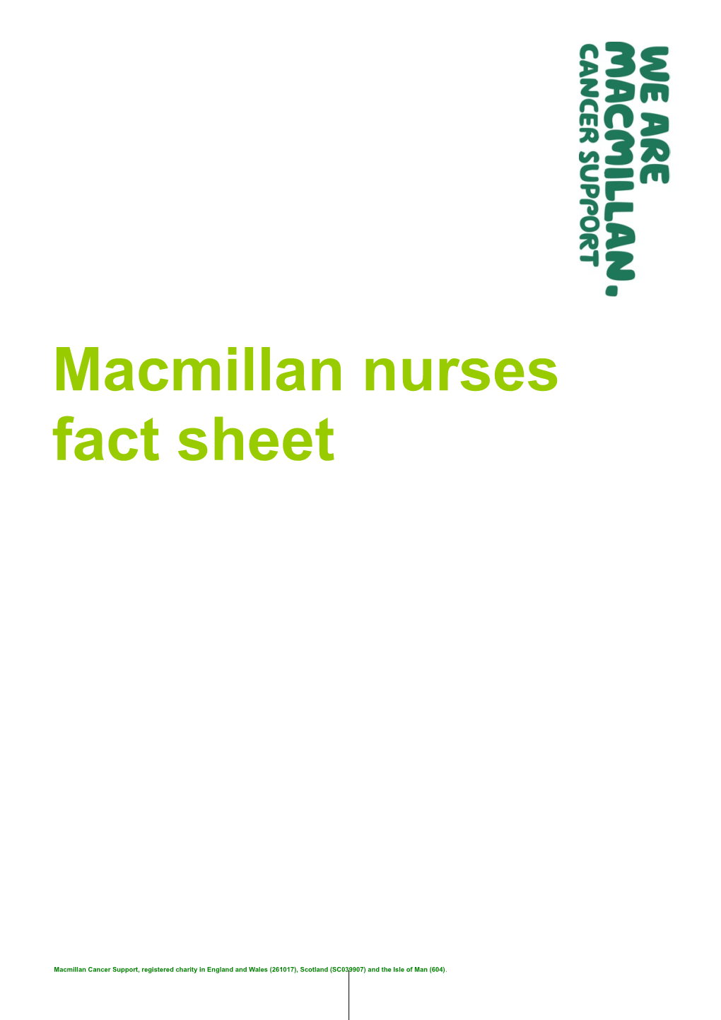 Macmillan Nurses Fact Sheet