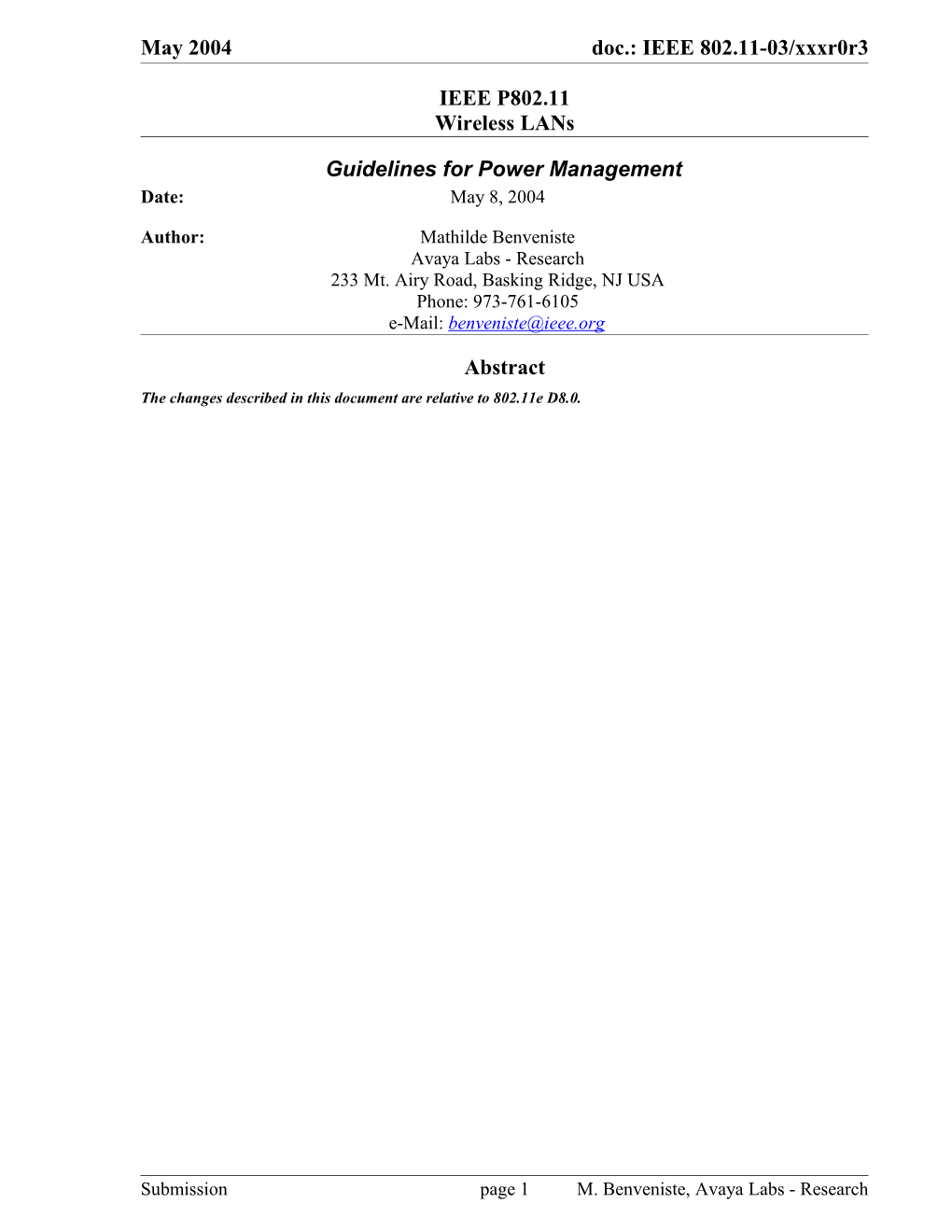 Guidelines for Power Management