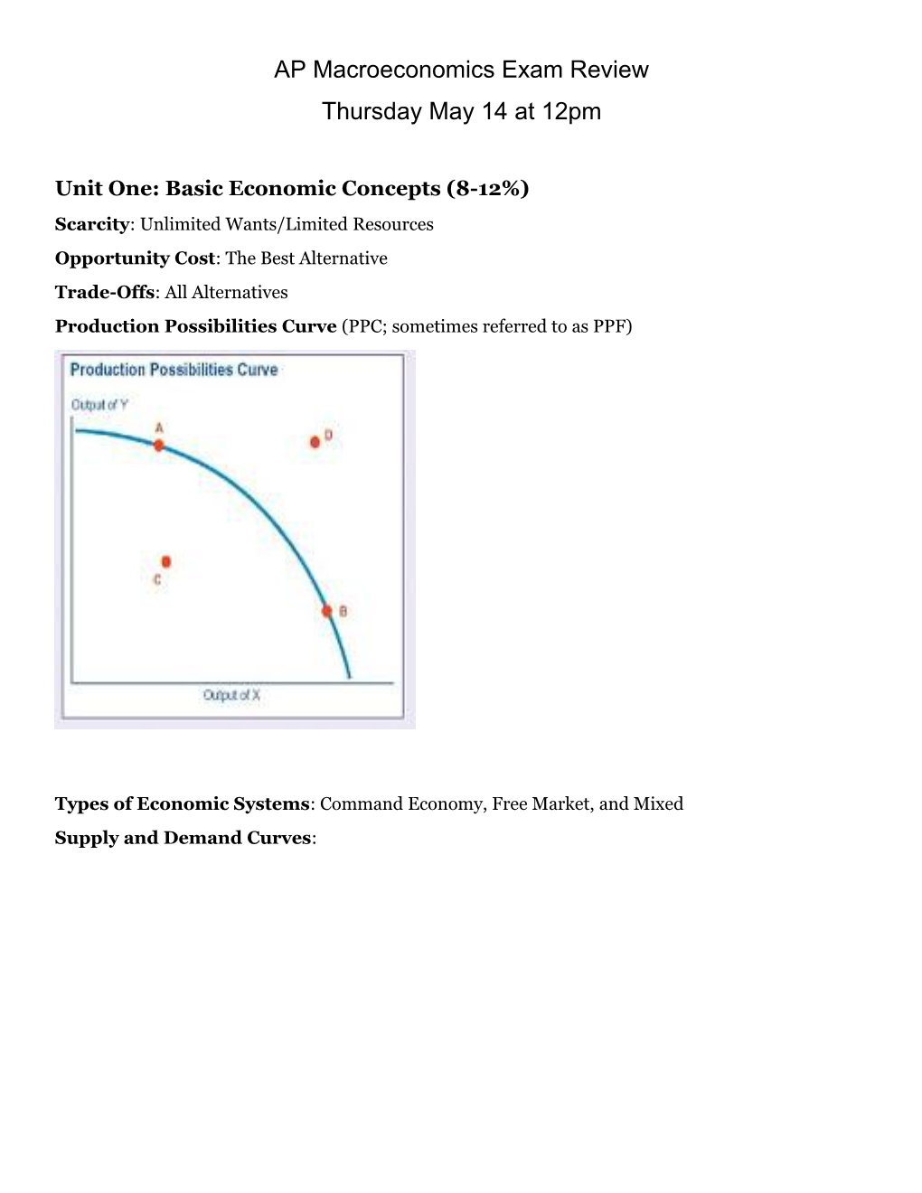 Unit One: Basic Economic Concepts (8-12%)