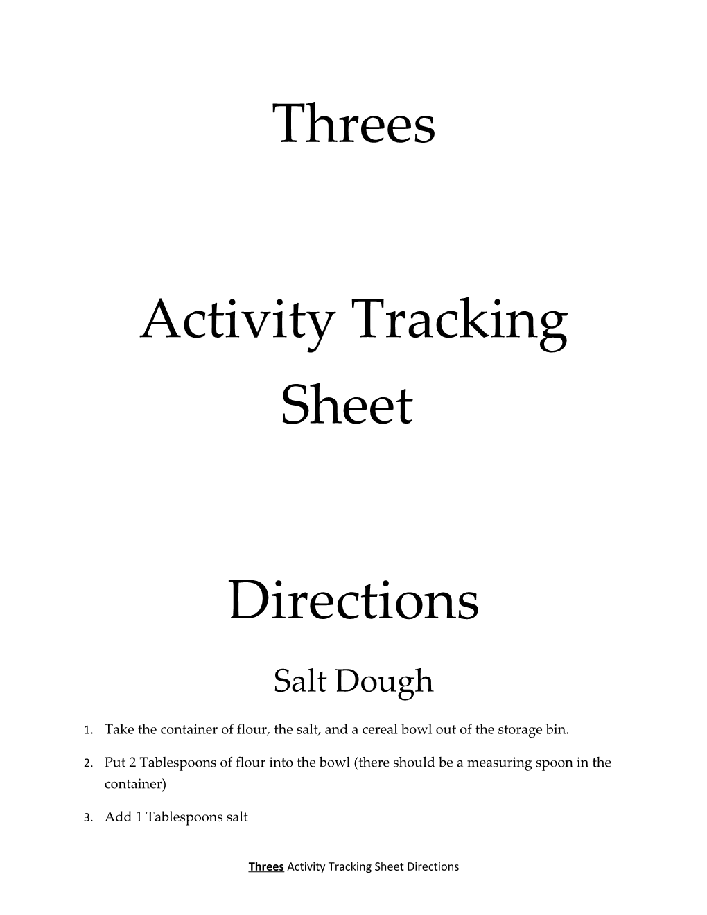 Activity Tracking Sheet