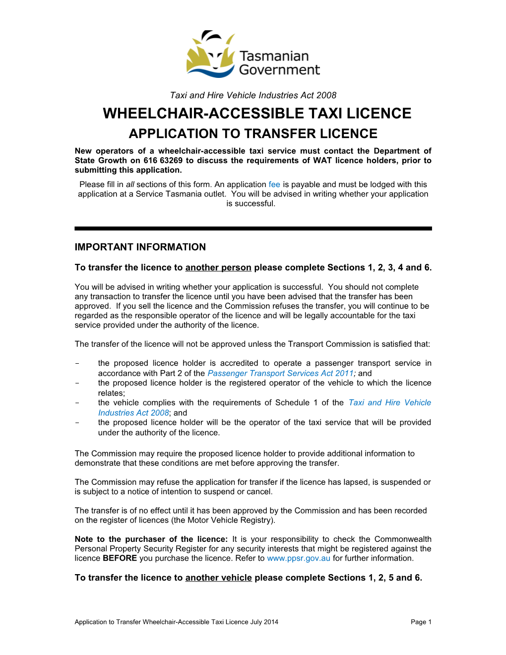 Taxi and Luxury Hire Car Industries Act 2008