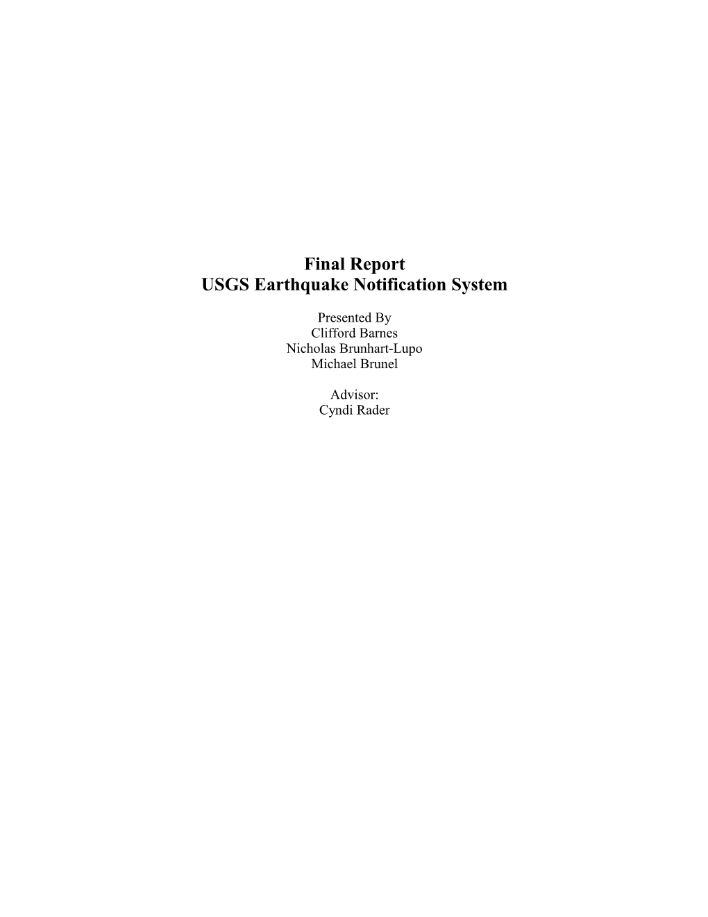 USGS Earthquake Notification System