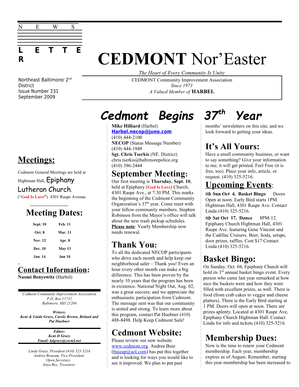 Cedmont Begins 37Th Year