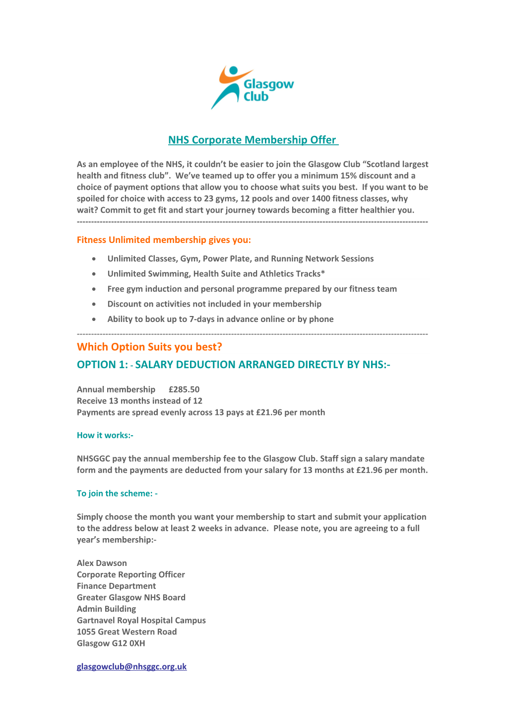 NHS Corporate Membership Offer