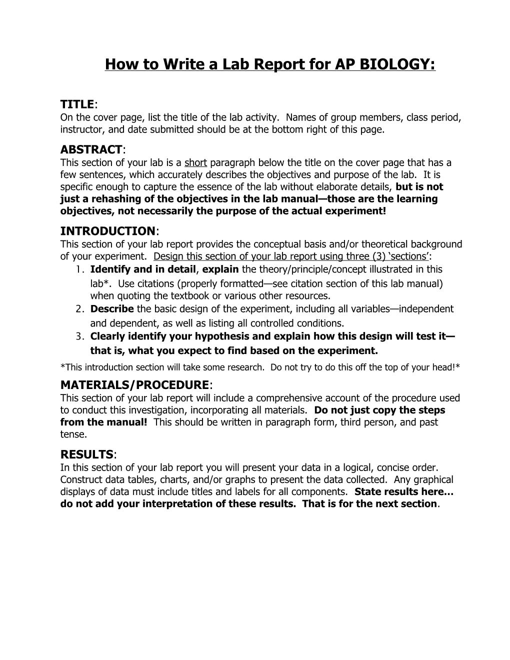 How to Write a Lab Report