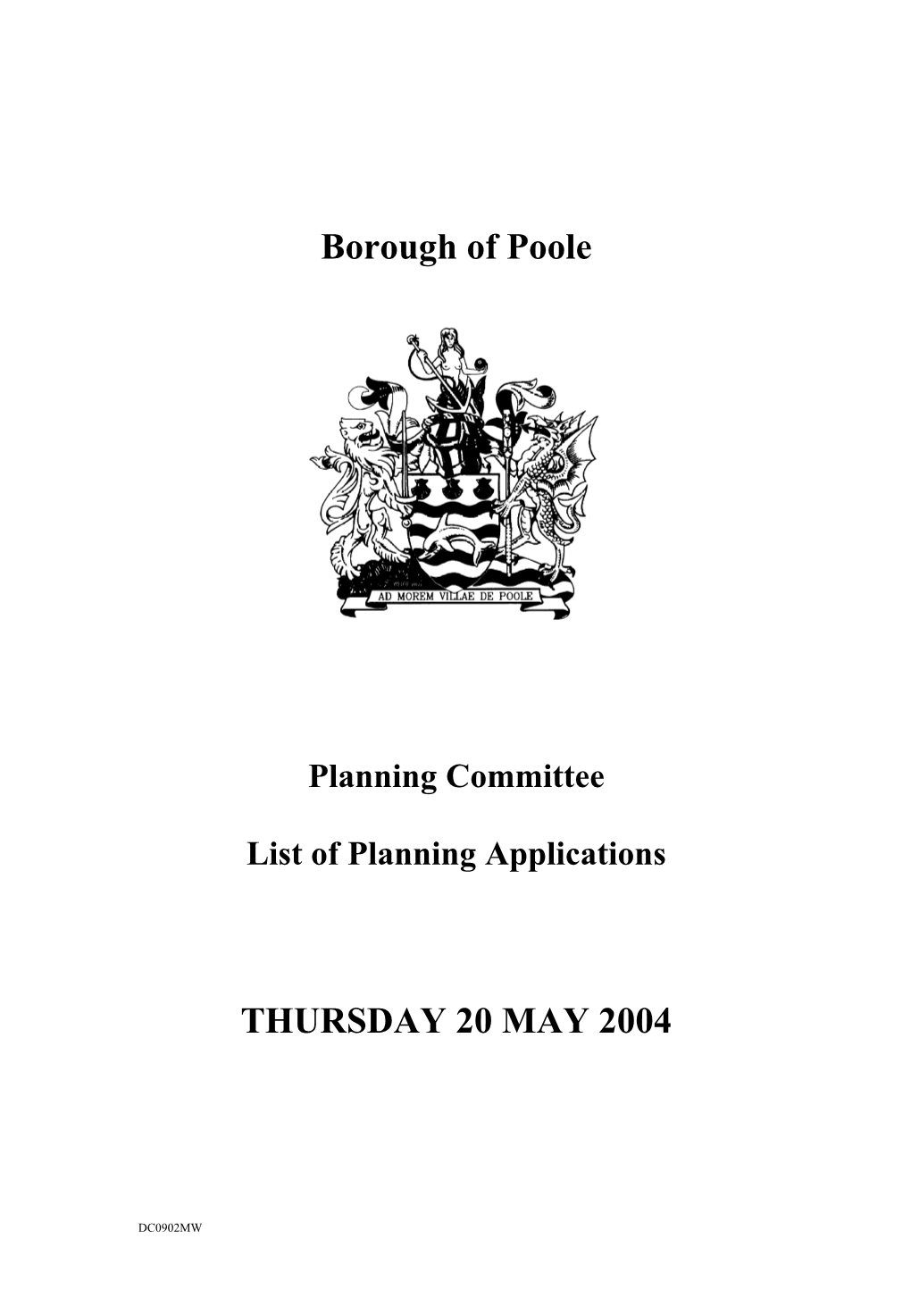 Final Plans List - 20 May 2004