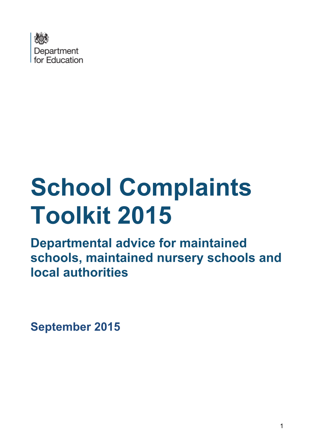 Departmental Advice for Maintained Schools, Maintained Nursery Schools Andlocal Authorities