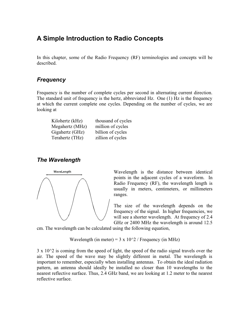 A Simple Introduction to Radio Concepts
