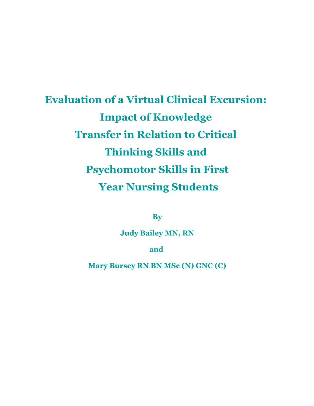 Evaluation of a Virtual Clinical Excursion