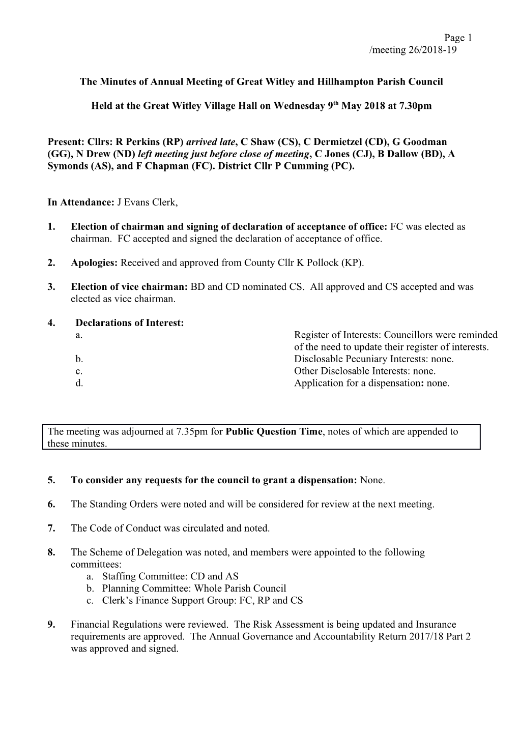 Planning Committee: Whole Parish Council