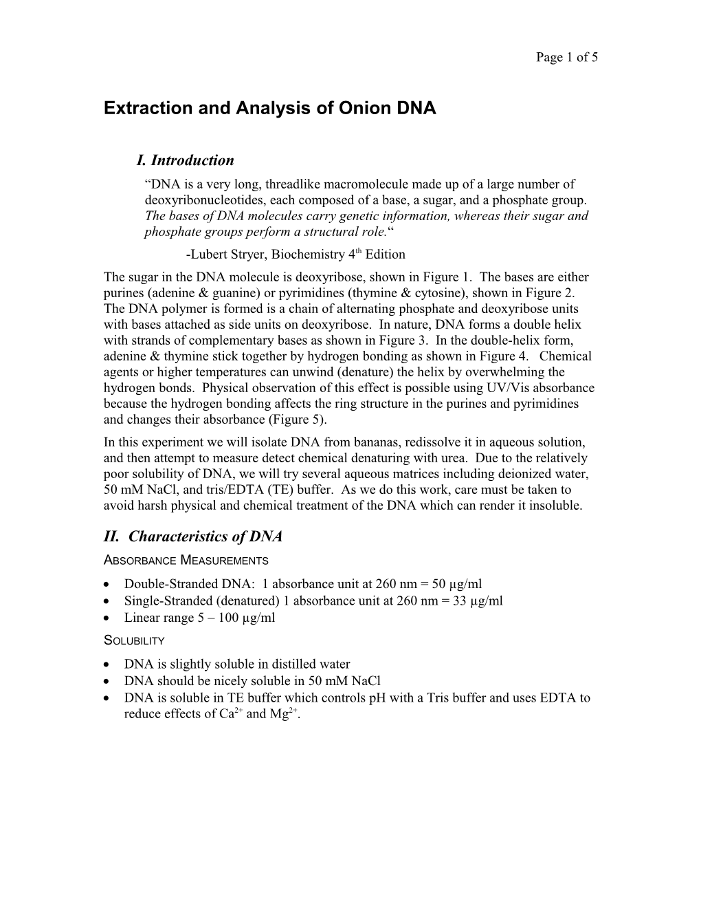 Extraction and Analysis of Onion DNA