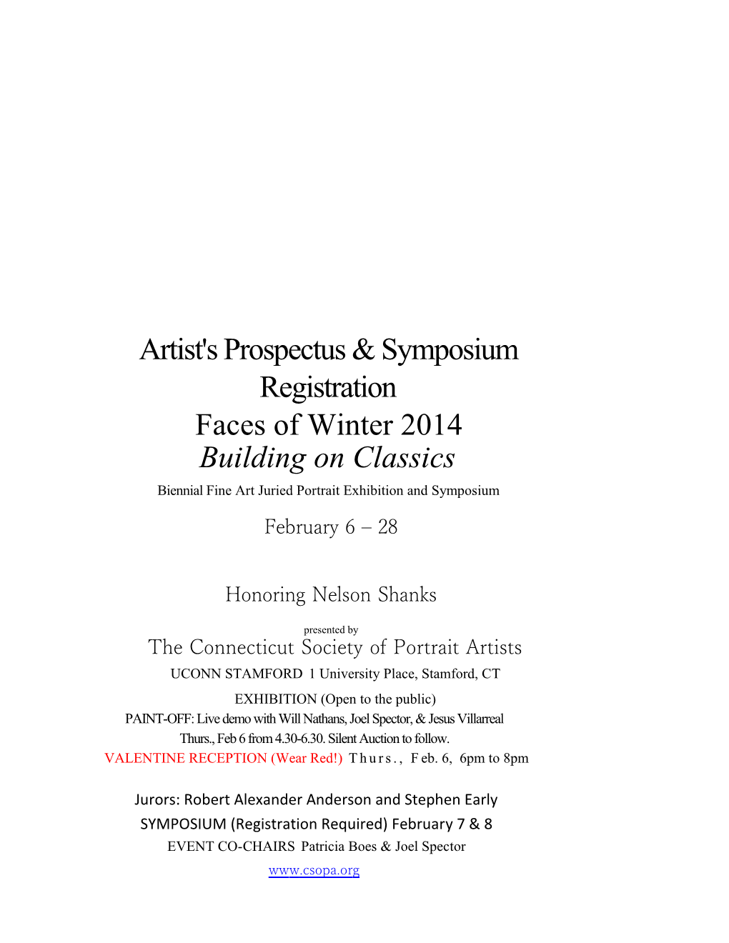 Artist's Prospectus & Symposium Registration