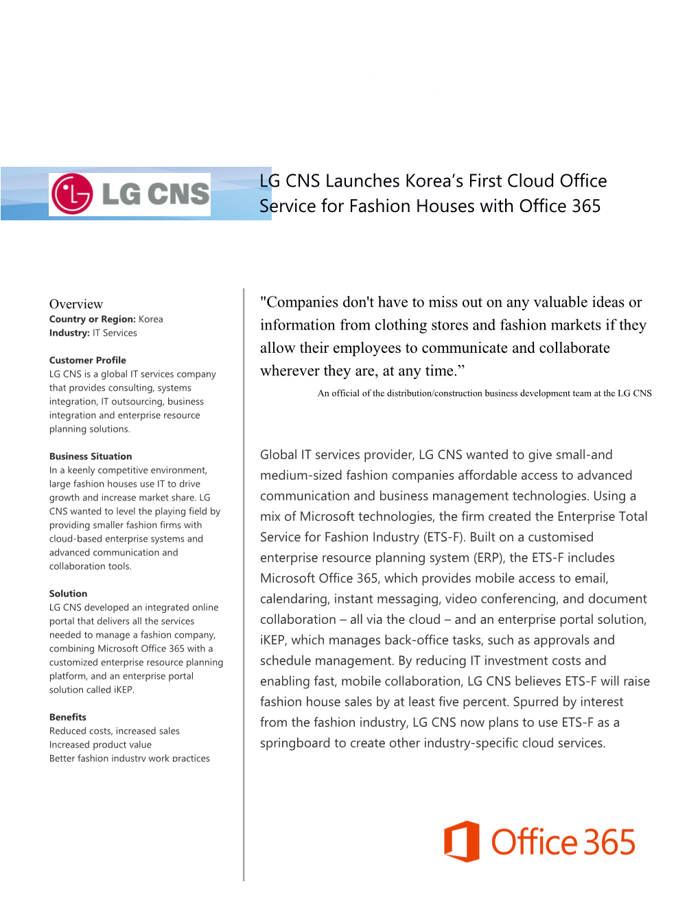 Metia CEP LG CNS Launches a Public Cloud Service Using Ikep and Office 365