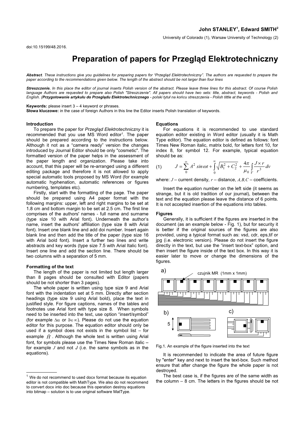 Preparation of Papers for Przegląd Elektrotechniczny