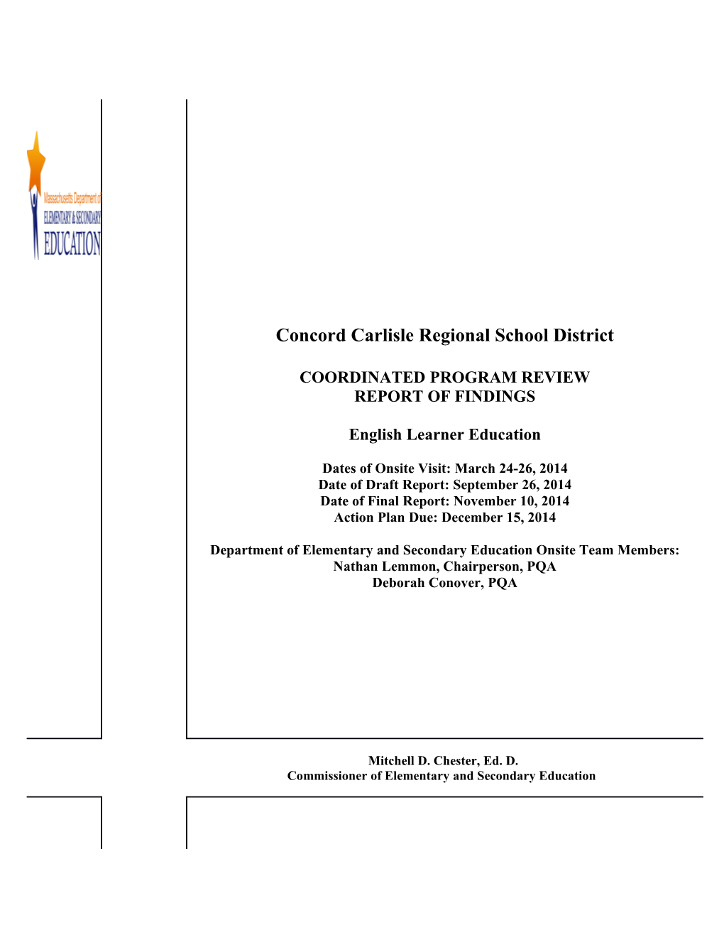 Concord Carlisle Regional School District CPR Final Report 2013-14