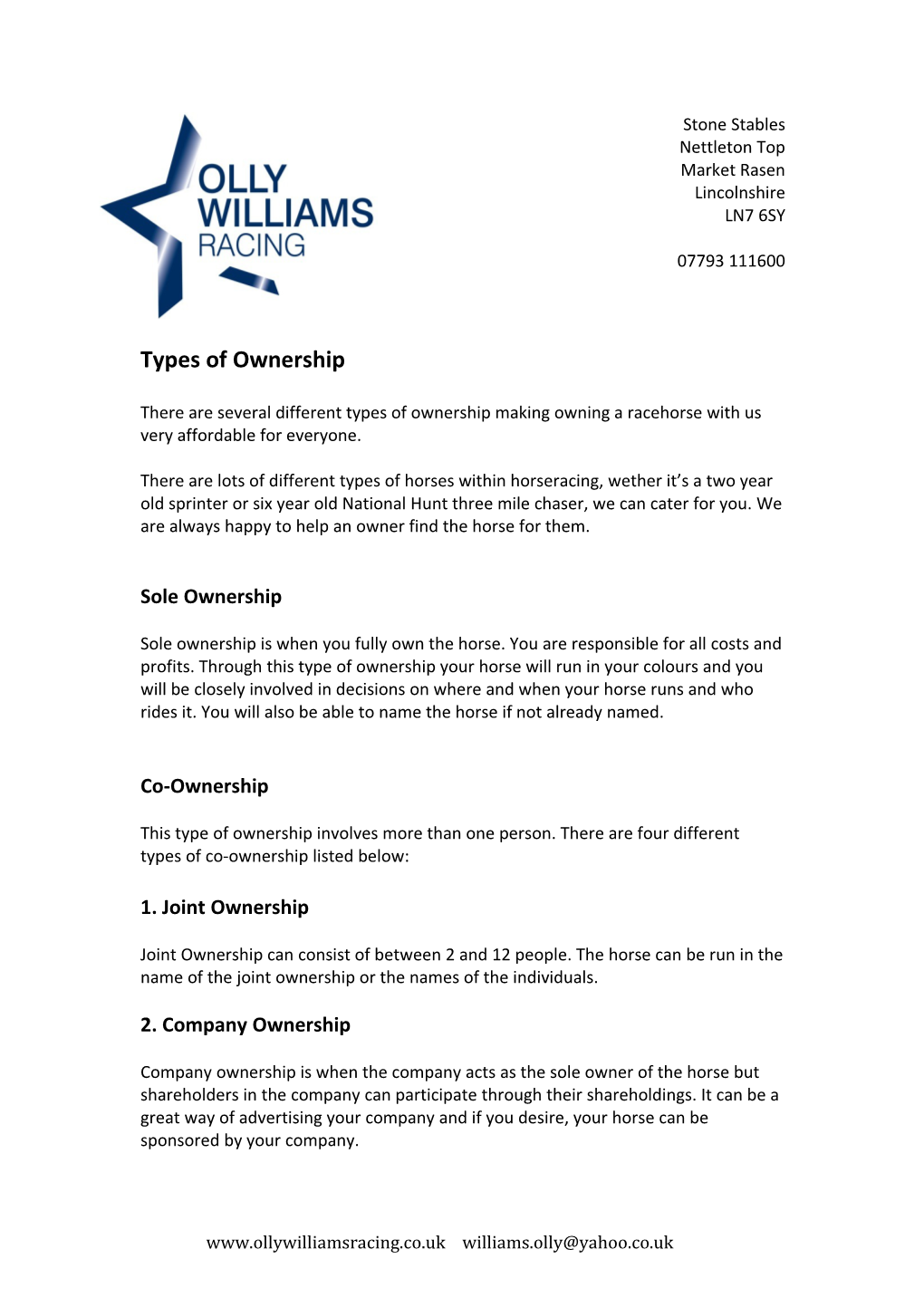 Types of Ownership