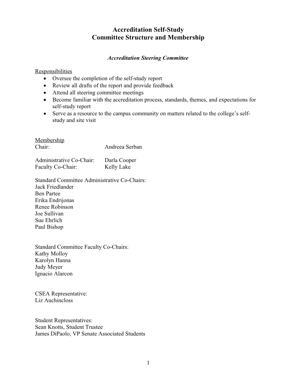 Accreditation Steering Committee