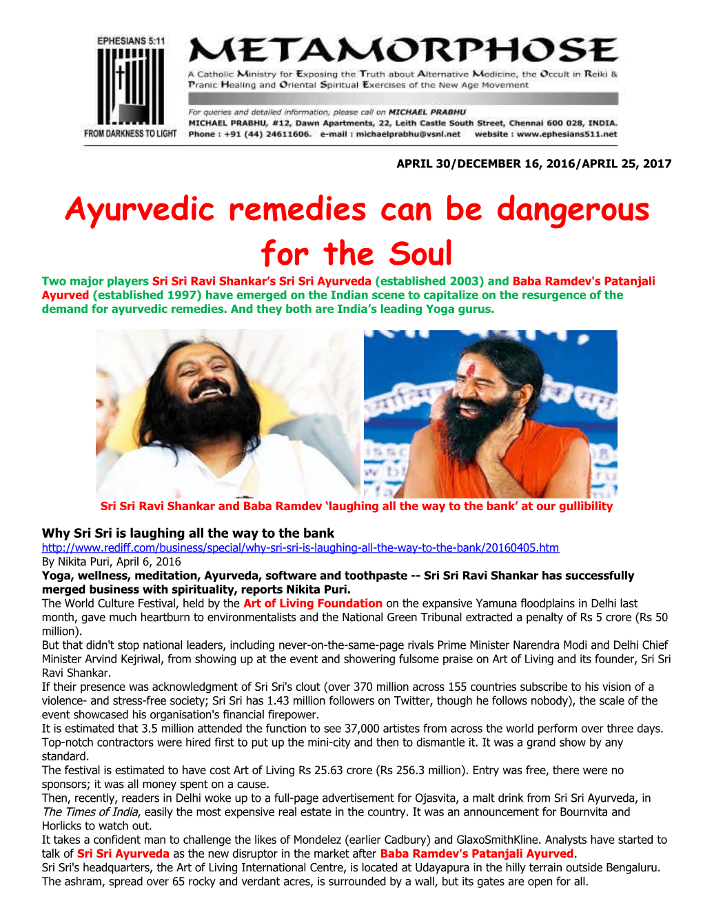 Ayurvedic Remedies Can Be Dangerous for the Soul