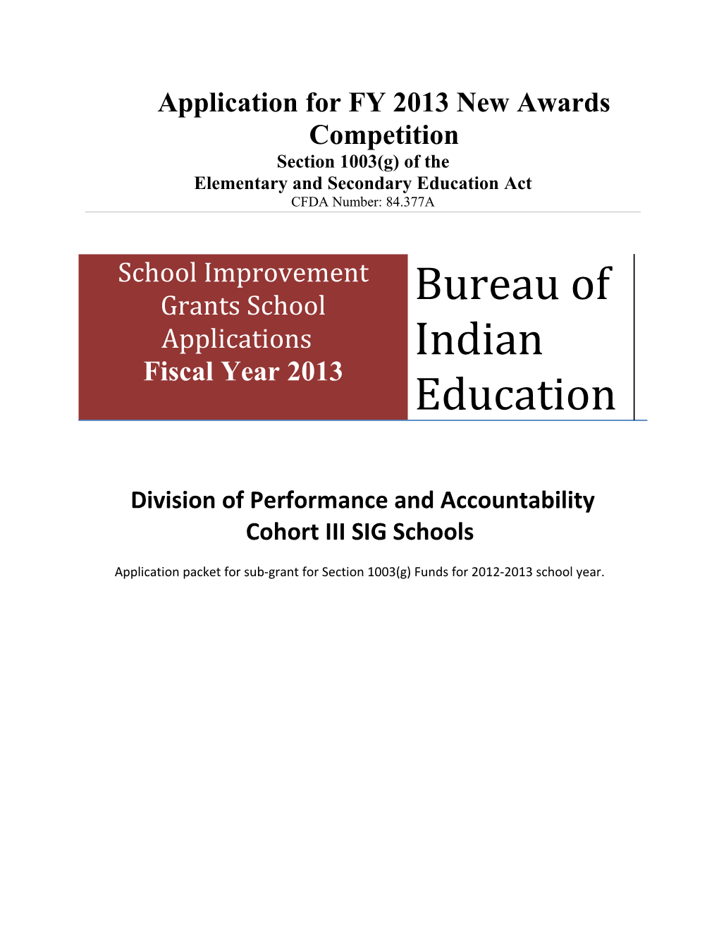 School Improvement Grants Application Packet