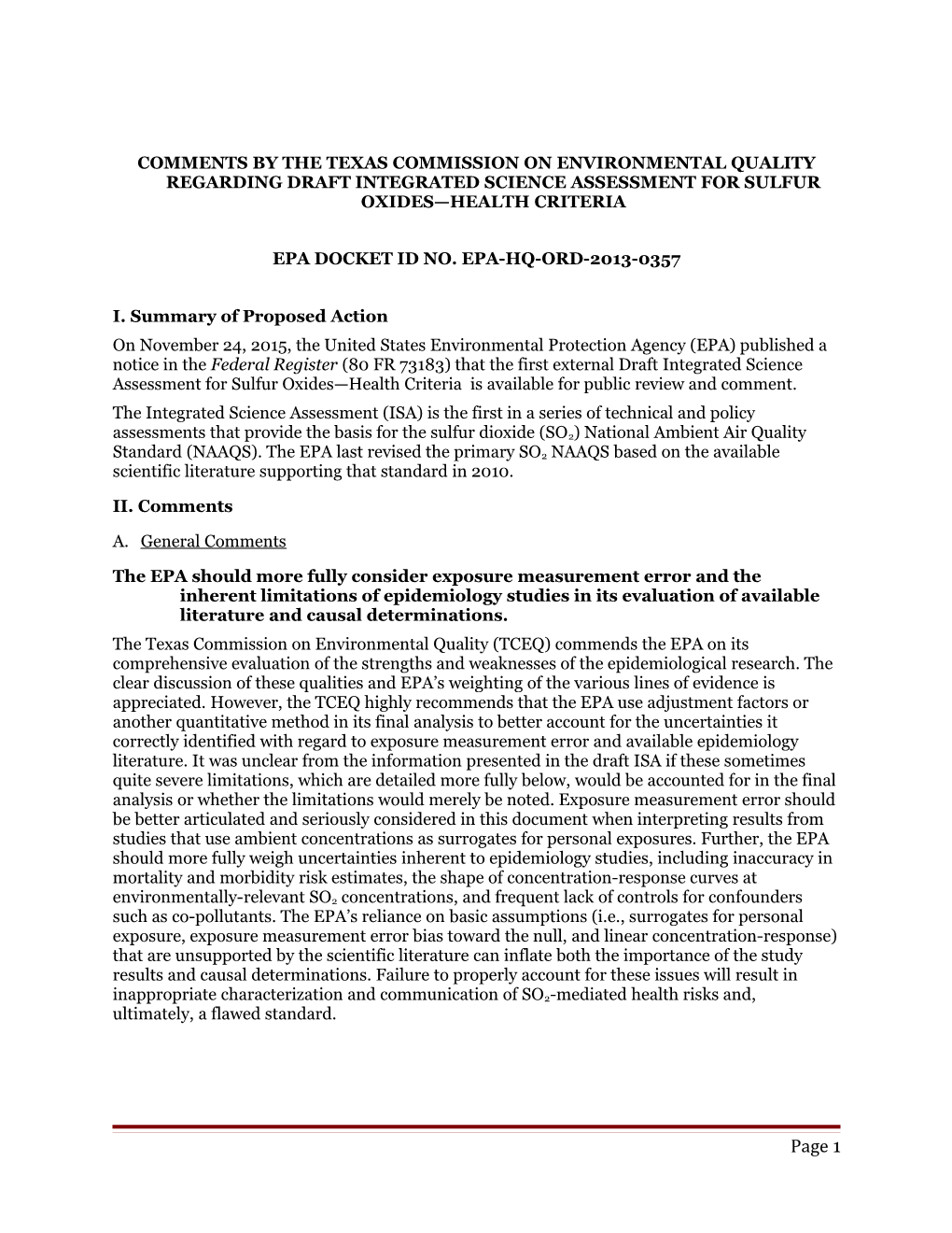 EPA Docket ID NO. EPA-HQ-Ord-2013-0357