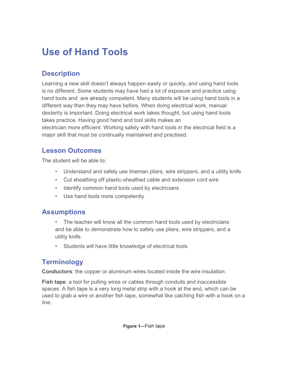 Use of Hand Tools