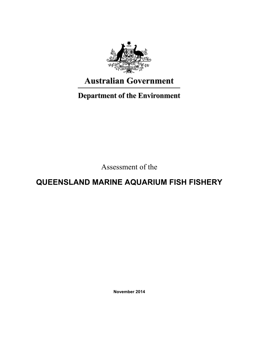 Assessment of the Queensland Marine Aquarium Fish Fishery