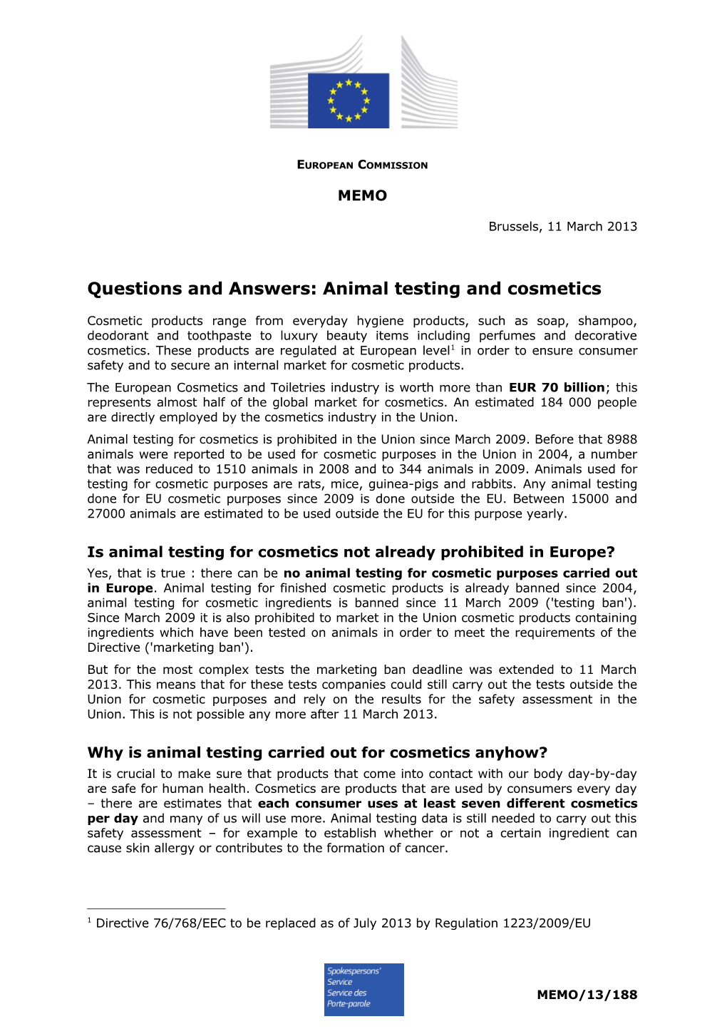 Questions and Answers: Animal Testing and Cosmetics