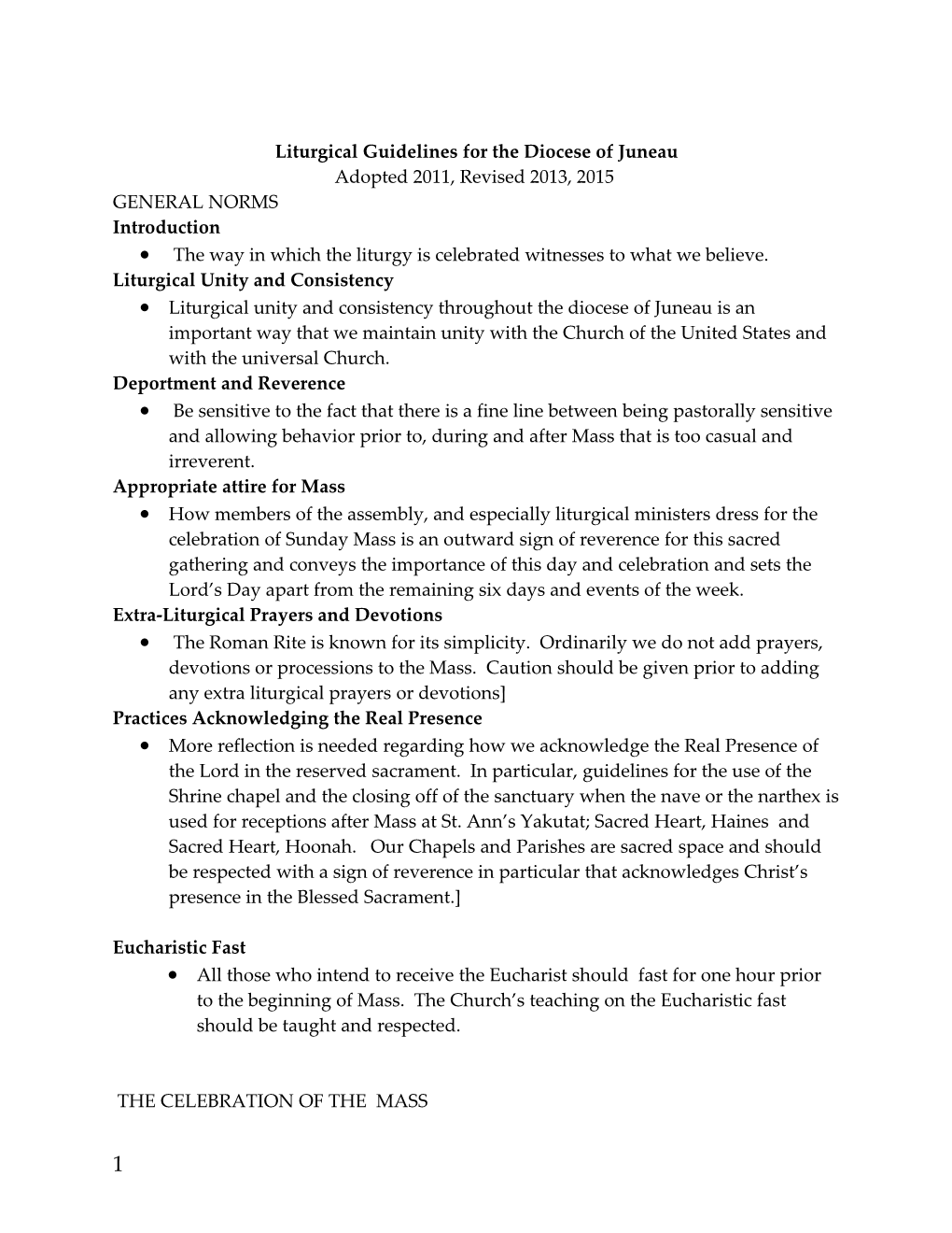 Liturgical Guidelines for the Diocese of Juneau