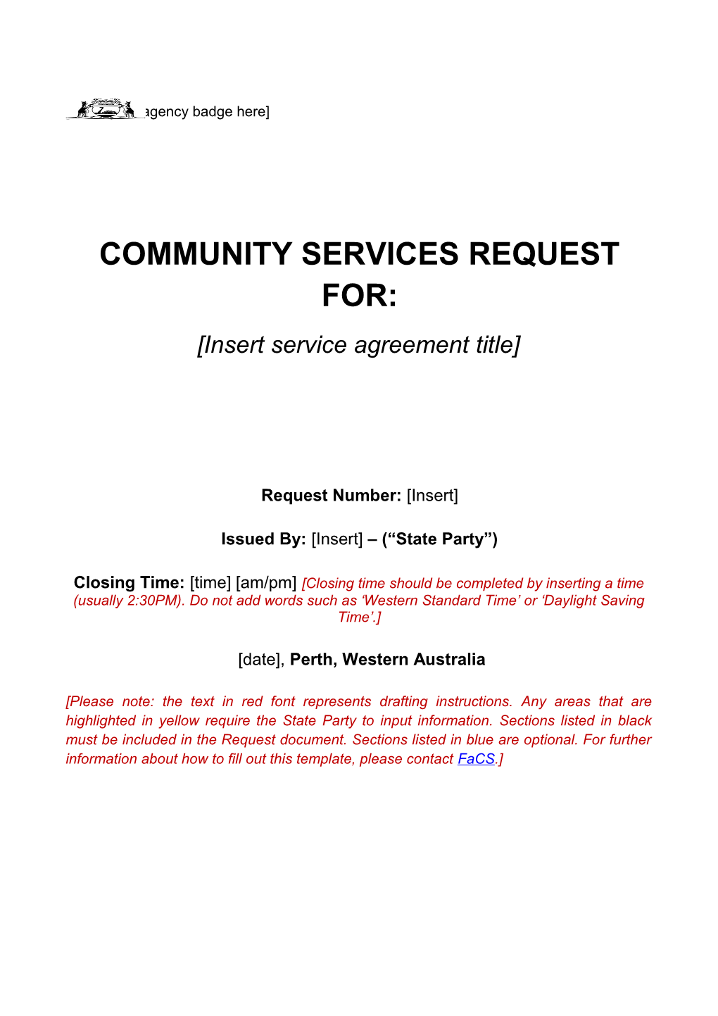 Community Services - Request for Tender Template