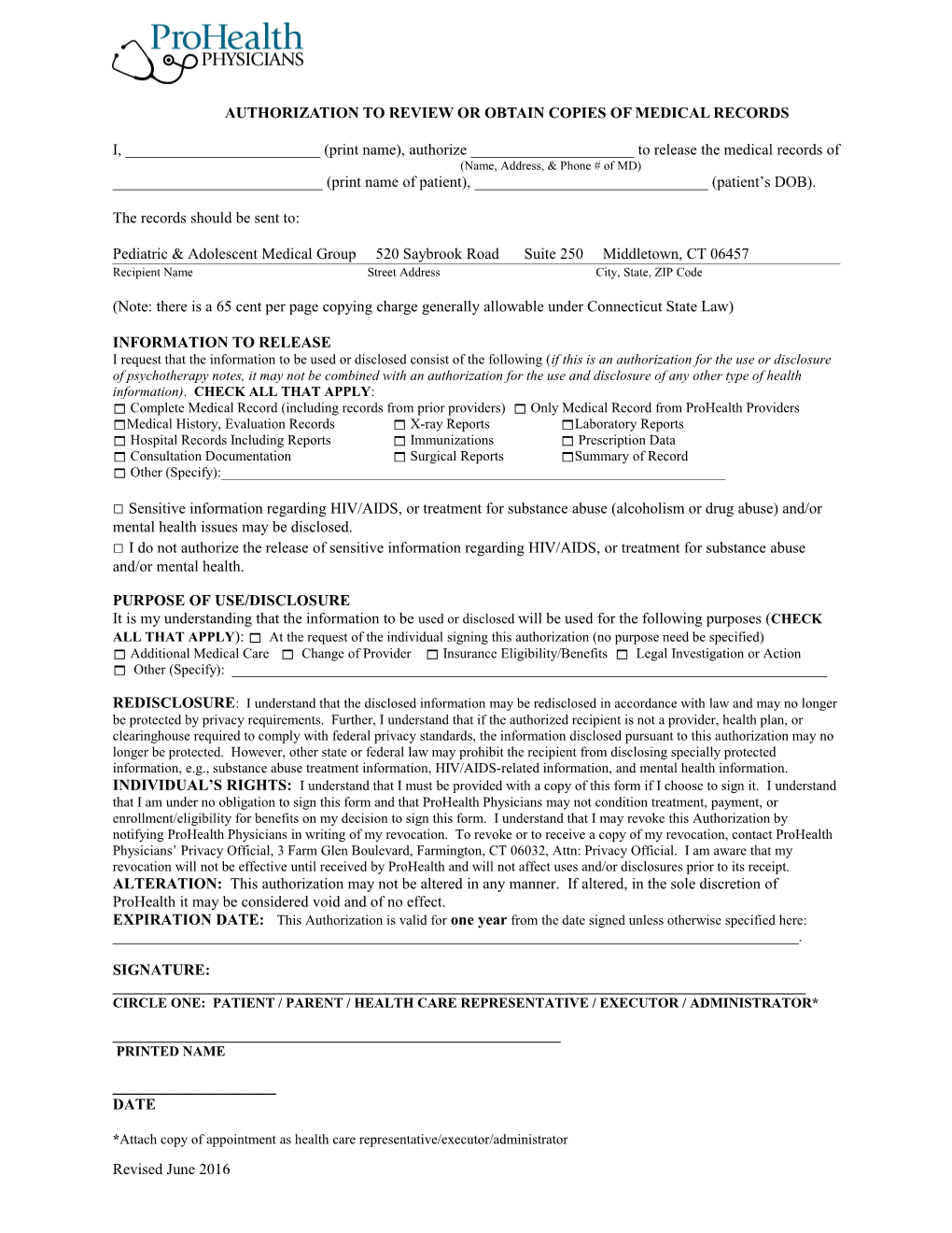 HIPAA Authorization Form