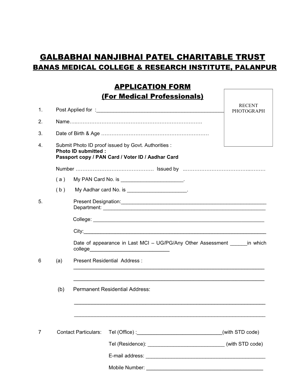 Galbabhai Nanjibhai Patel Charitable Trust