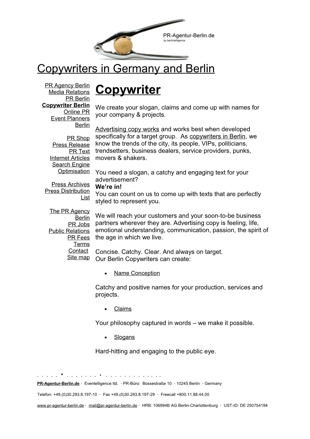 Copywriters in Germany and Berlin