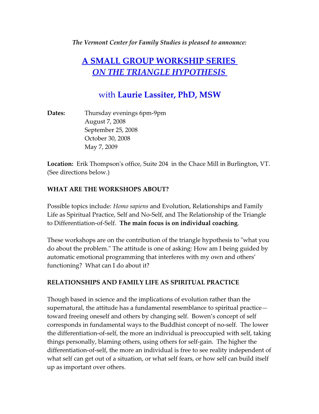 Small Group Meeting Series