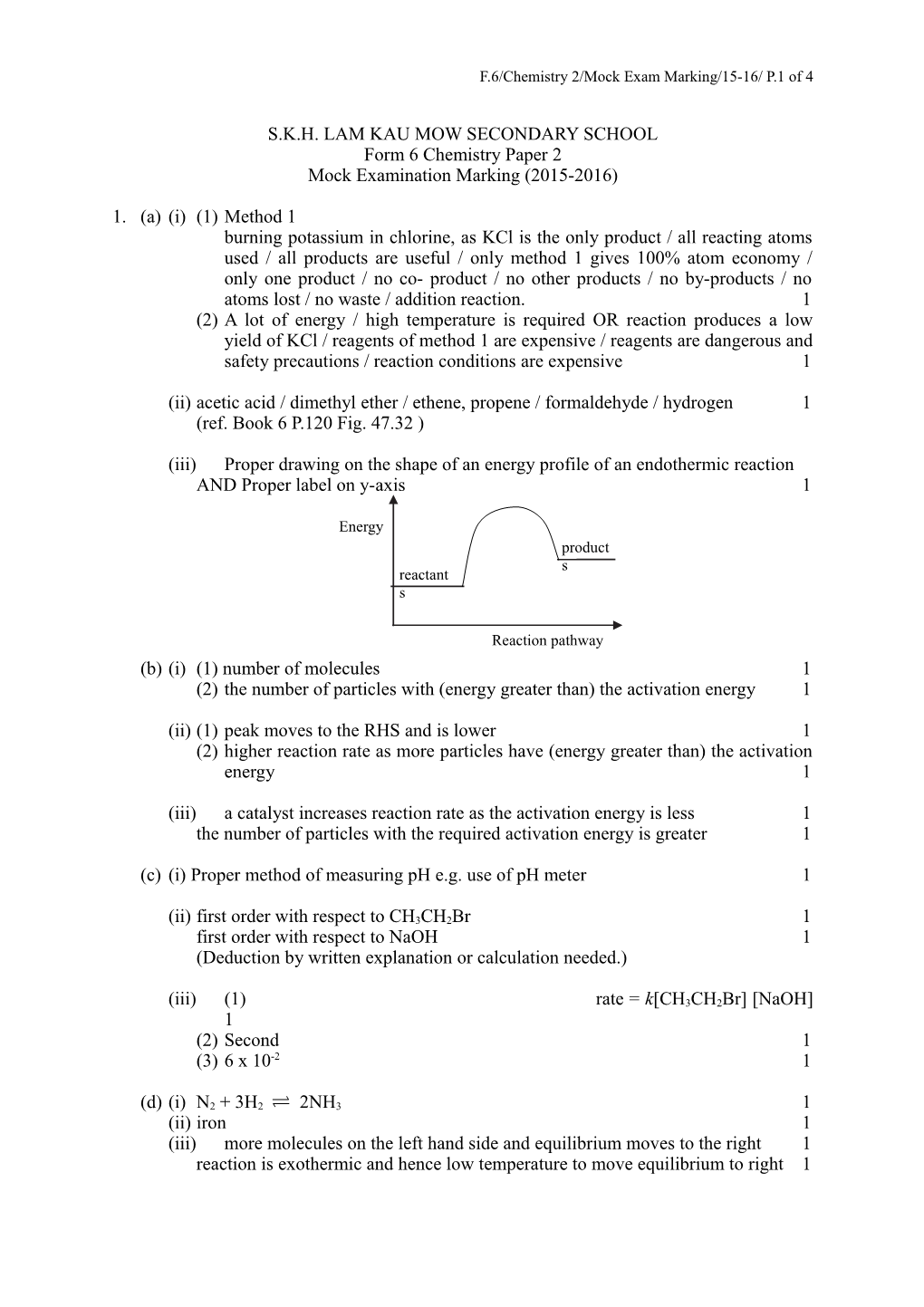 F.6/Chemistry 2/Mock Exam Marking/15-16/ P.1 of 4